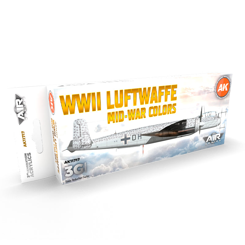 PREORDER AK Interactive - 3 Gen Acrylics - WW2 Luftwaffe Mid-War Colors Set