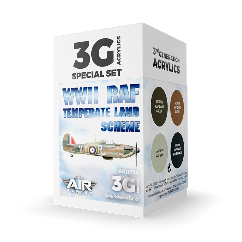 PREORDER AK Interactive - 3 Gen Acrylics - WW2 Raf Temperate Land Scheme Set