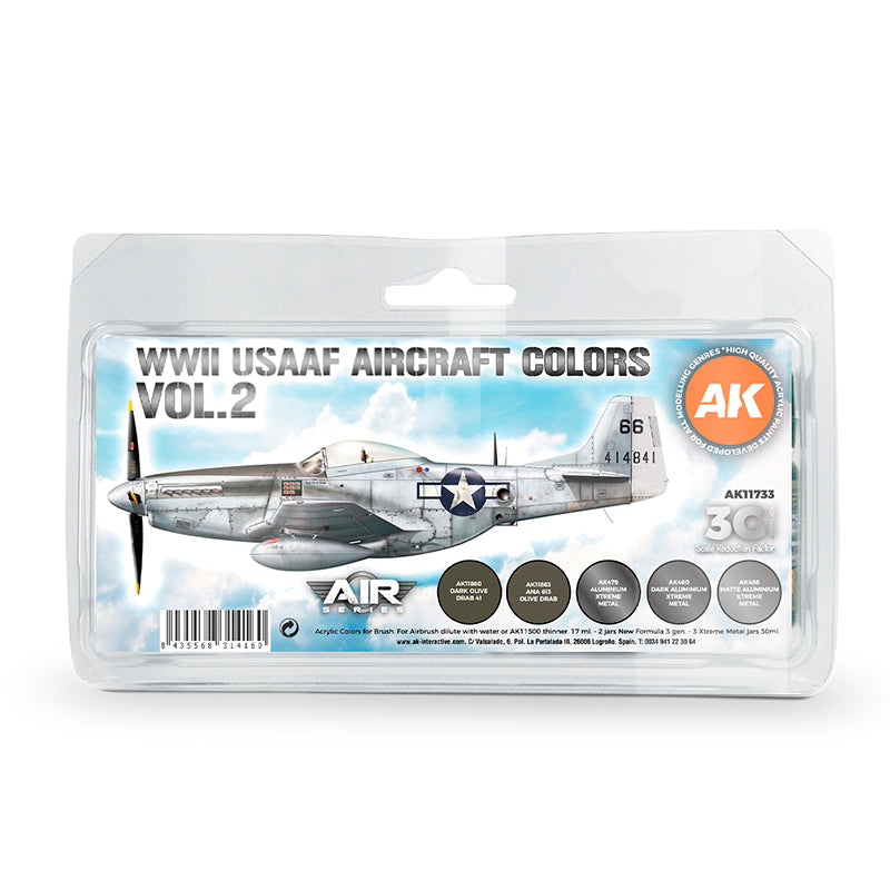 PREORDER AK Interactive - 3 Gen Acrylics - WW2 Usaaf Aircraft Colors Vol.2 Set