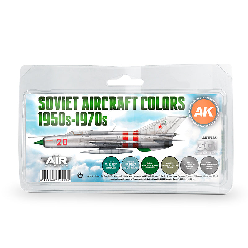 PREORDER AK Interactive - 3 Gen Acrylics - Soviet Aircraft Colors 1950S-1970S Set