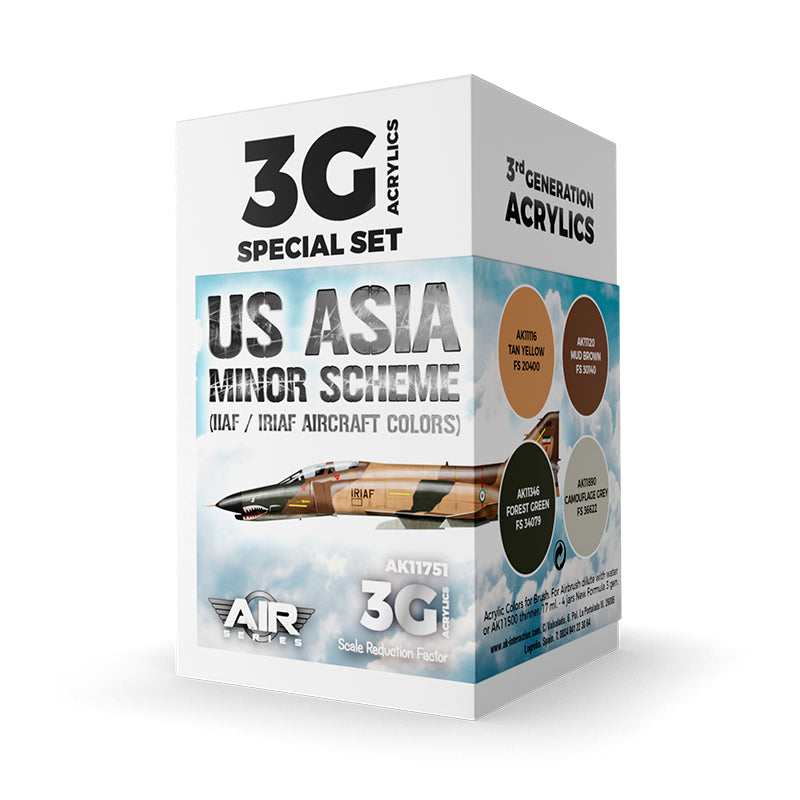PREORDER AK Interactive - 3 Gen Acrylics - Us Asia Minor Scheme (Iiaf/Iriaf Aircraft) Set