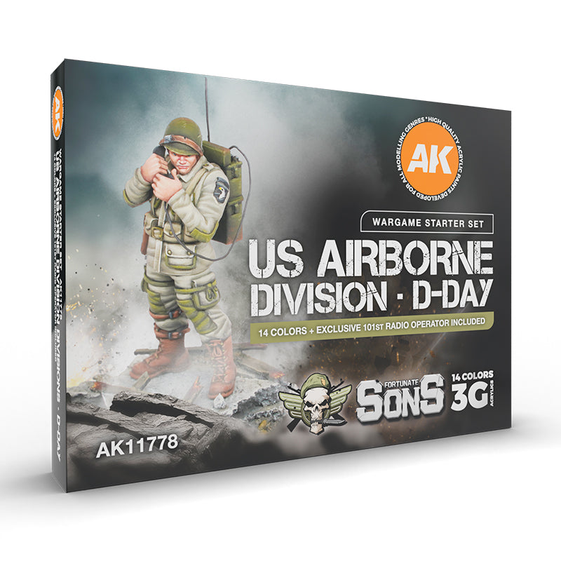 PREORDER AK Interactive - 3 Gen Acrylics - Us Airborne Division D-Day. Wargame Starter Set