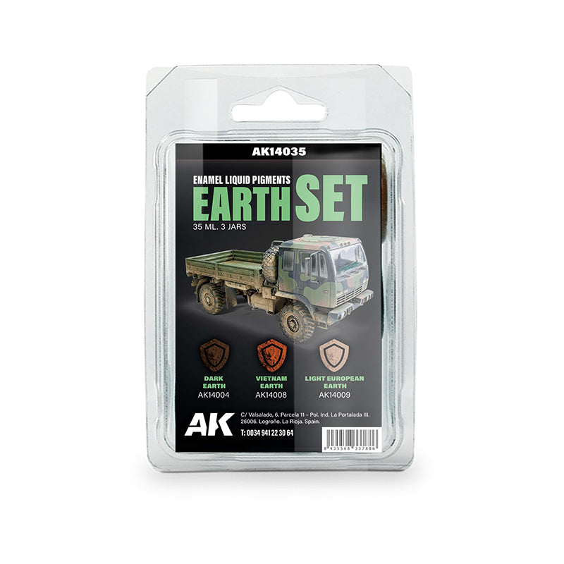 PREORDER AK Interactive - Pigments  - Earth Set - Liquid Pigment  (3 Ref)