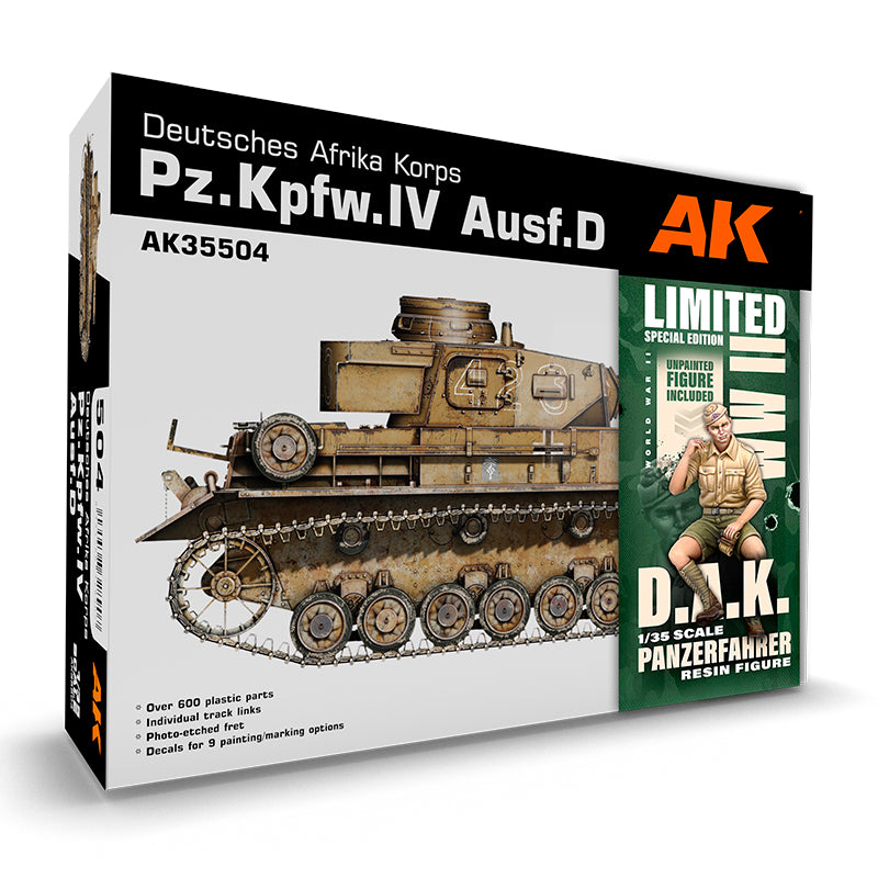 PREORDER AK Interactive - Scale Models  - Pz.Kpfw.Iv Ausf.D Afrika Korps+DAK Panzerfahrer 1/35