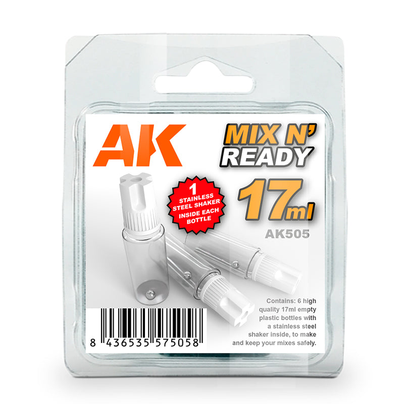 PREORDER AK Interactive - Complements  - Mix And Ready - Acrylics (6 Empty. 17ml Jars With Shaker Ball)