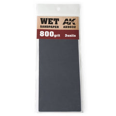 AK Interactive - Tools  - Wet Sandpaper 800 grit. 3 Units