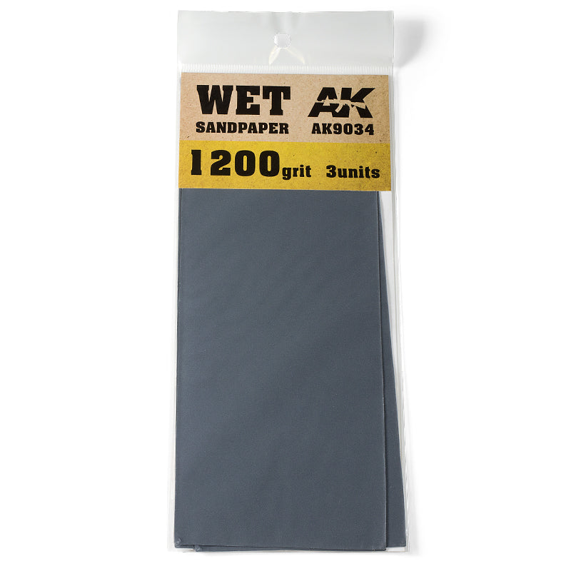 AK Interactive - Tools  - Wet Sandpaper 1200 grit. 3 Units