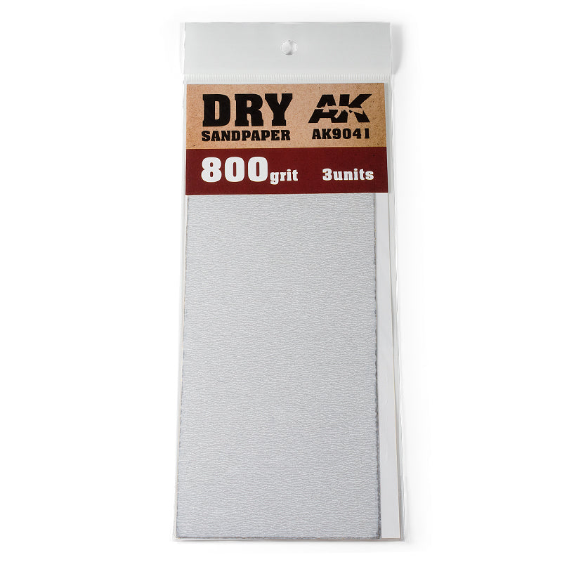 AK Interactive - Tools  - Dry Sandpaper 800 grit. 3 Units