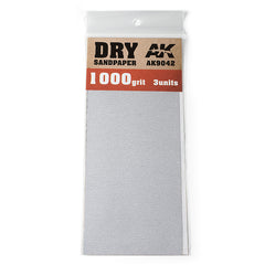 AK Interactive - Tools  - Dry Sandpaper 1000 grit. 3 Units