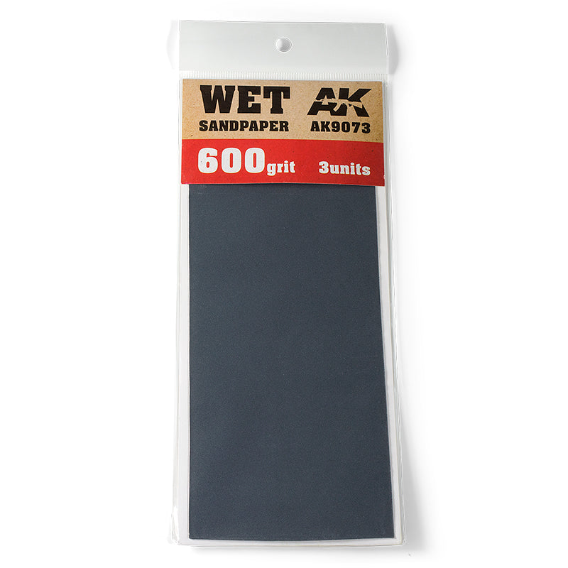 AK Interactive - Tools  - Wet Sandpaper 600 grit. 3 Units