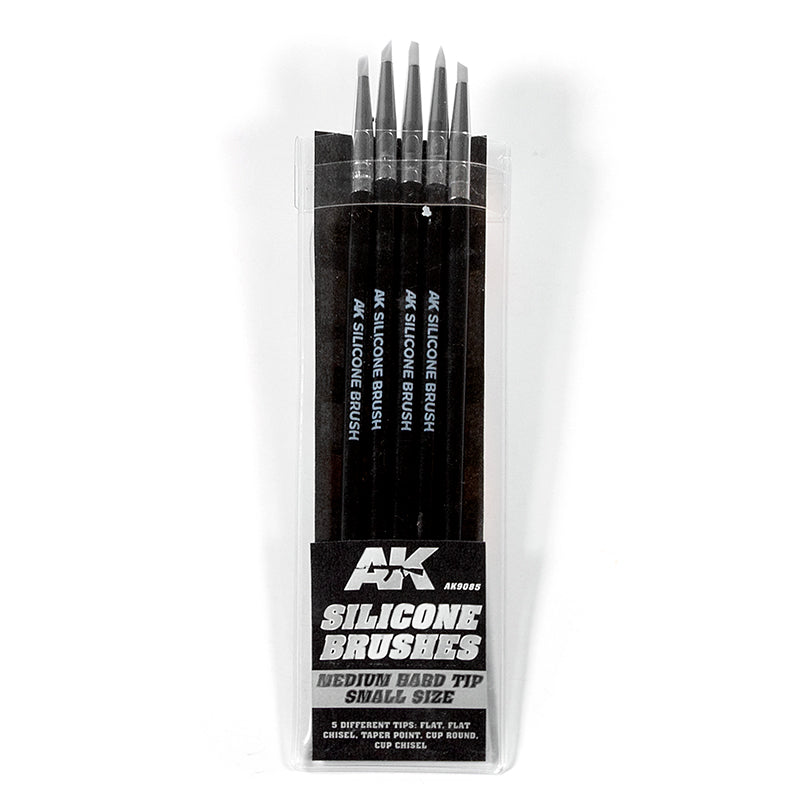 PREORDER AK Interactive - Tools  - Set Of 5 Silicone Brushes Medium Hard Tip Small