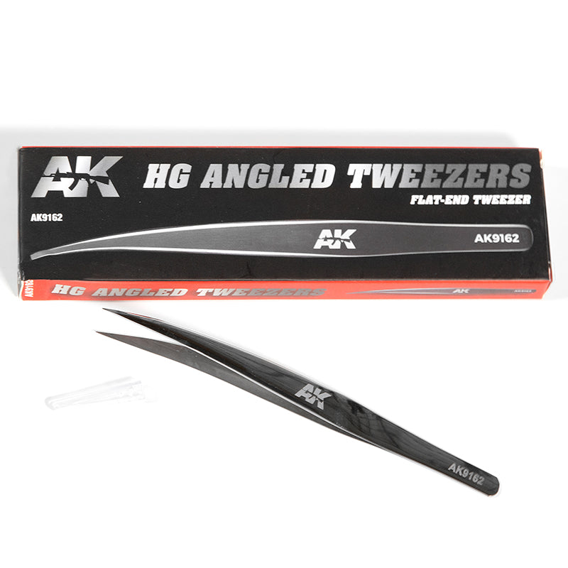 AK Interactive - Tools  - Hg Angled Tweezers 02 (Flat-End)