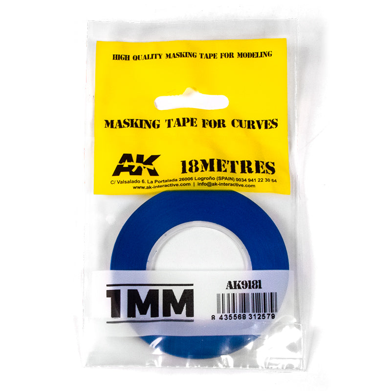 PREORDER AK Interactive - Basics  - Blue Masking Tape For Curves 1mm