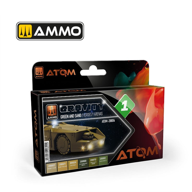 PREORDER Ammo by MIG - Atom Color - Gravity Set 1 - Green And Sand Set