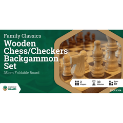 LPG Wooden Folding Chess/Checkers/Backgammon Set 35cm Board Game