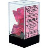 Polyhedral Dice - 7D Borealis Luminary Pink /Silver Set