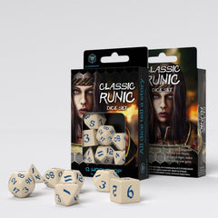 Q Workshop - Runic Beige & Blue Dice Set 7