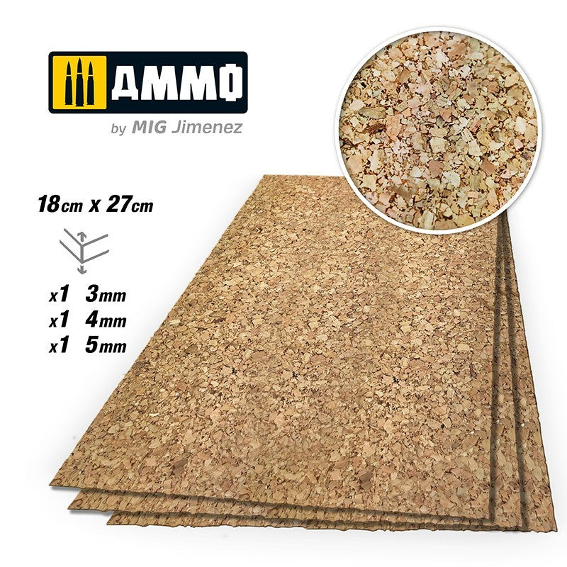 PREORDER Ammo by MIG - Create Cork - Thick Grain Mix (3Mm; 4Mm And 5Mm) 1 Pc. Each Size