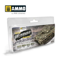 PREORDER Ammo by MIG - Drybrush - Green Colors Set