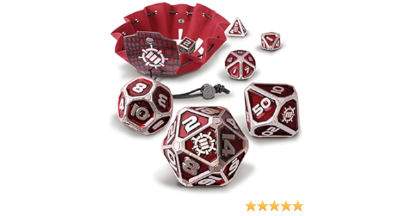 Enhance Tabletop Collectors - 7pc Metal RPG Dice Set - Red