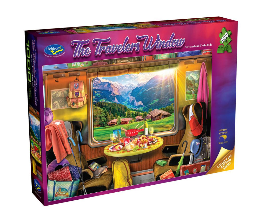 PREORDER Puzzle - Holdson - The Travelers Window - Switzerland Train Ride - 1000pc