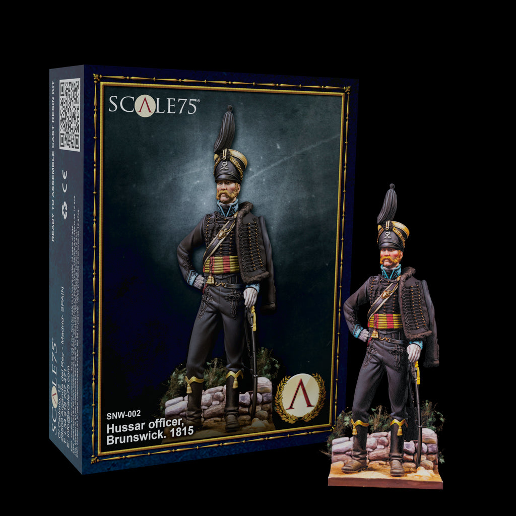 PREORDER Scale 75 Figures - Napoleonic - Hussar Officer;Brunswick 1815 75mm