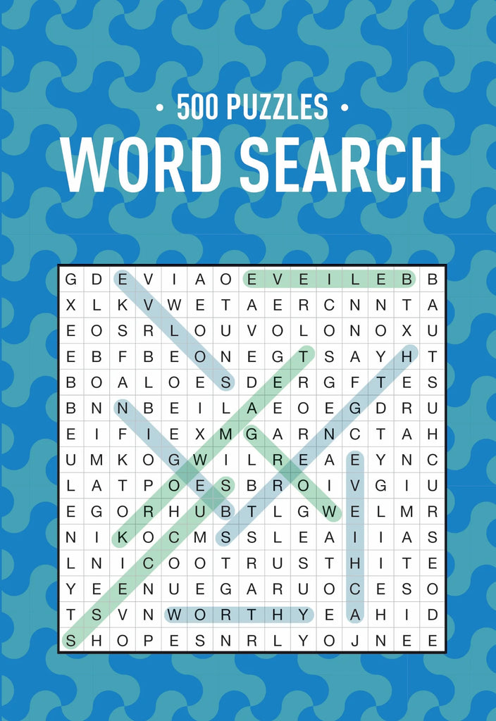 500 Puzzles Book - Word Search - Aqua & Blue Geometric