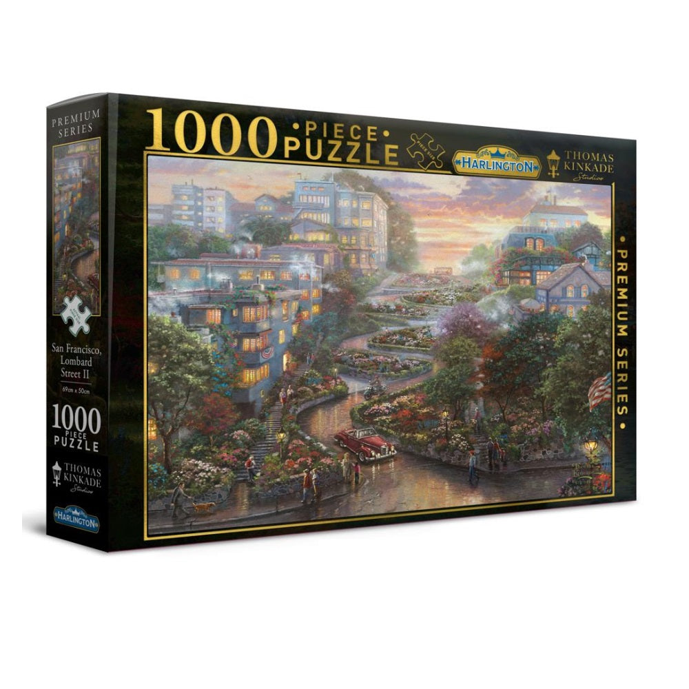 PREORDER Harlington Thomas Kinkade Puzzles - San Francisco Lombard Street II 1000pc