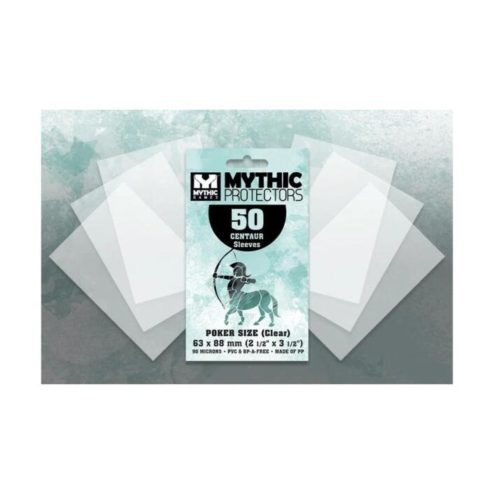 Mythic Games Centaur Board Game Card Sleeves - Standard Sleeves Clear (63 MM  x 88 MM) (Pack of 50)