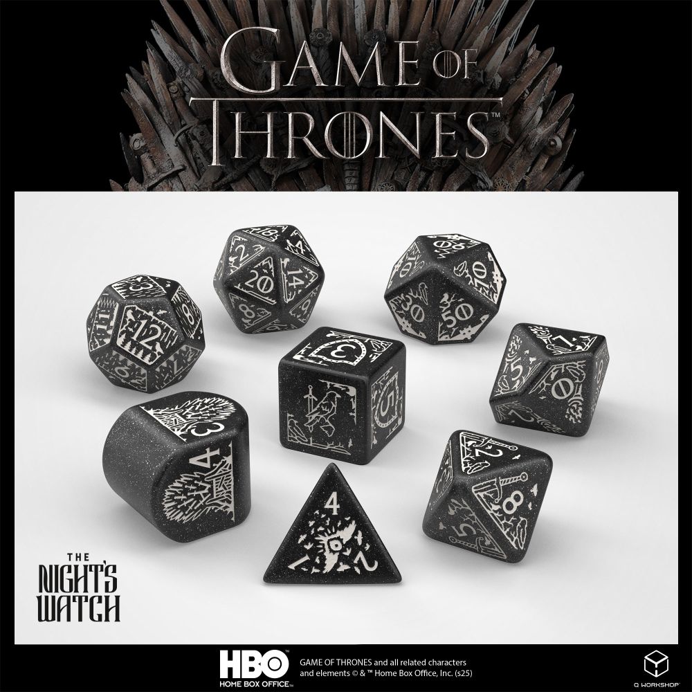 PREORDER Q Workshop - Game of Thrones - Night's Watch Dice Set 8