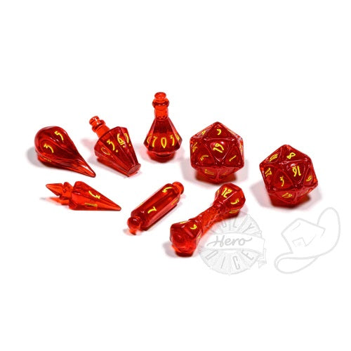 PolyHero Dice - Wizard 8 Dice Set Dragonfire