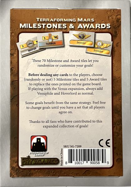 PREORDER Terraforming Mars Milestones And Awards