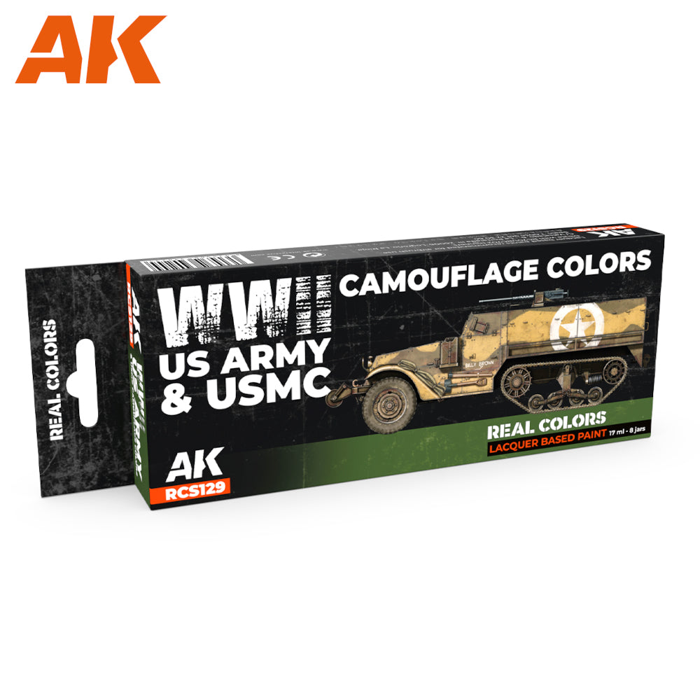 PREORDER AK Interactive - Real Colours -Wwii Us Army & Usmc Camouflage Colors Set