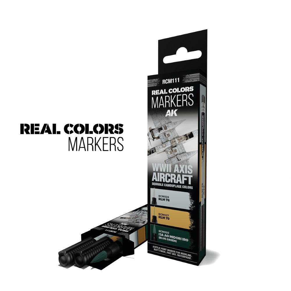 PREORDER AK Interactive - RC Markers - Wwii Axis Aircraft Squiggle Camouflage Colors - Set 3 RC Markers