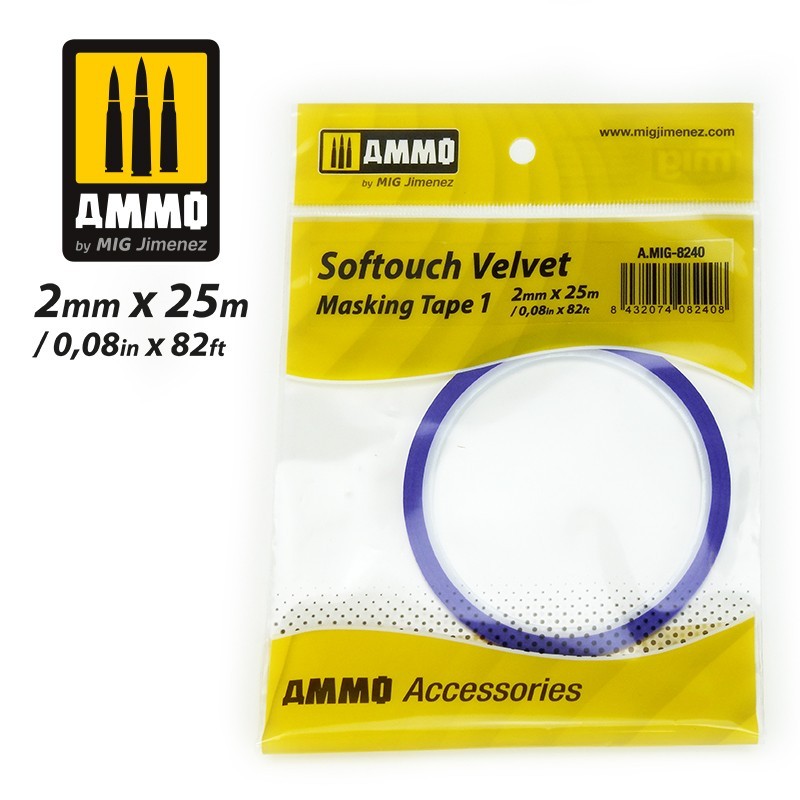 PREORDER Ammo by MIG - Accessories - Softouch Velvet Masking Tape 1 (2Mm X 25M)