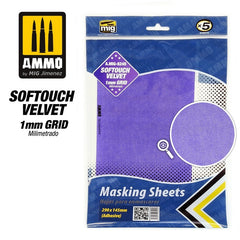 PREORDER Ammo by MIG - Accessories - Softouch Velvet Masking Sheets 1Mm Grid (X5 Sheets 290Mm X 145Mm)