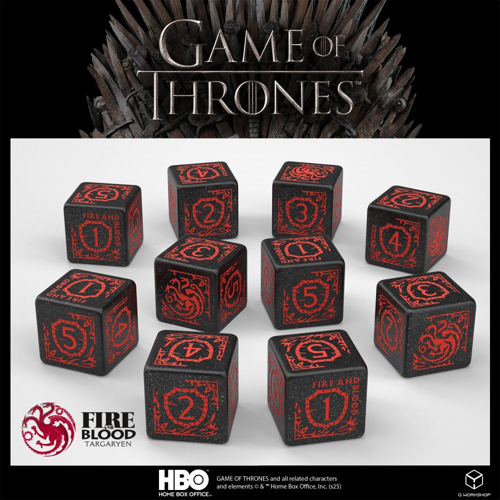 PREORDER Q Workshop - Game of Thrones - Targaryen Dice Set 10x D6