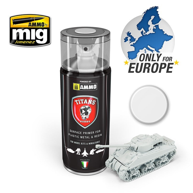 PREORDER Ammo by MIG - Titans Hobby - Aerosol Spray - White Matt Primer 400ml