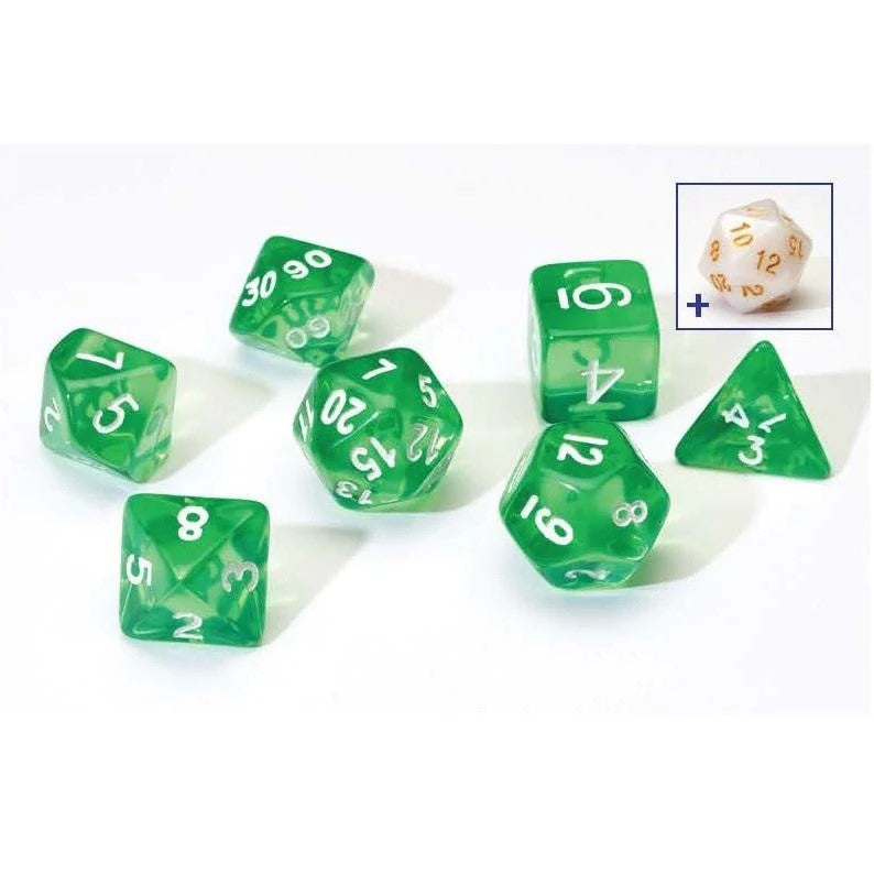 Sirius Dice - Translucent Green Resin Dice Set 7