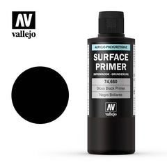 Vallejo Surface Primer - Gloss Black Primer 200ml