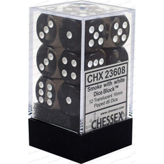 CHX 23608 Translucent 16mm d6 Smoke/white Block (12)