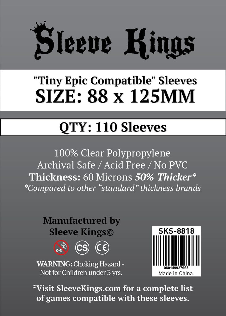 Sleeve Kings Board Game Sleeves Tiny Epic Compatible (88mm x 125mm) (110 Sleeves Per Pack)