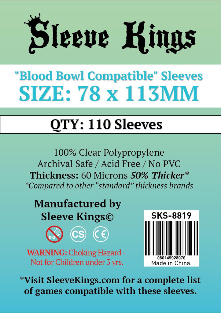 Sleeve Kings Board Game Sleeves Blood Bowl Compatible (78mm x 113mm) (110 Sleeves Per Pack)