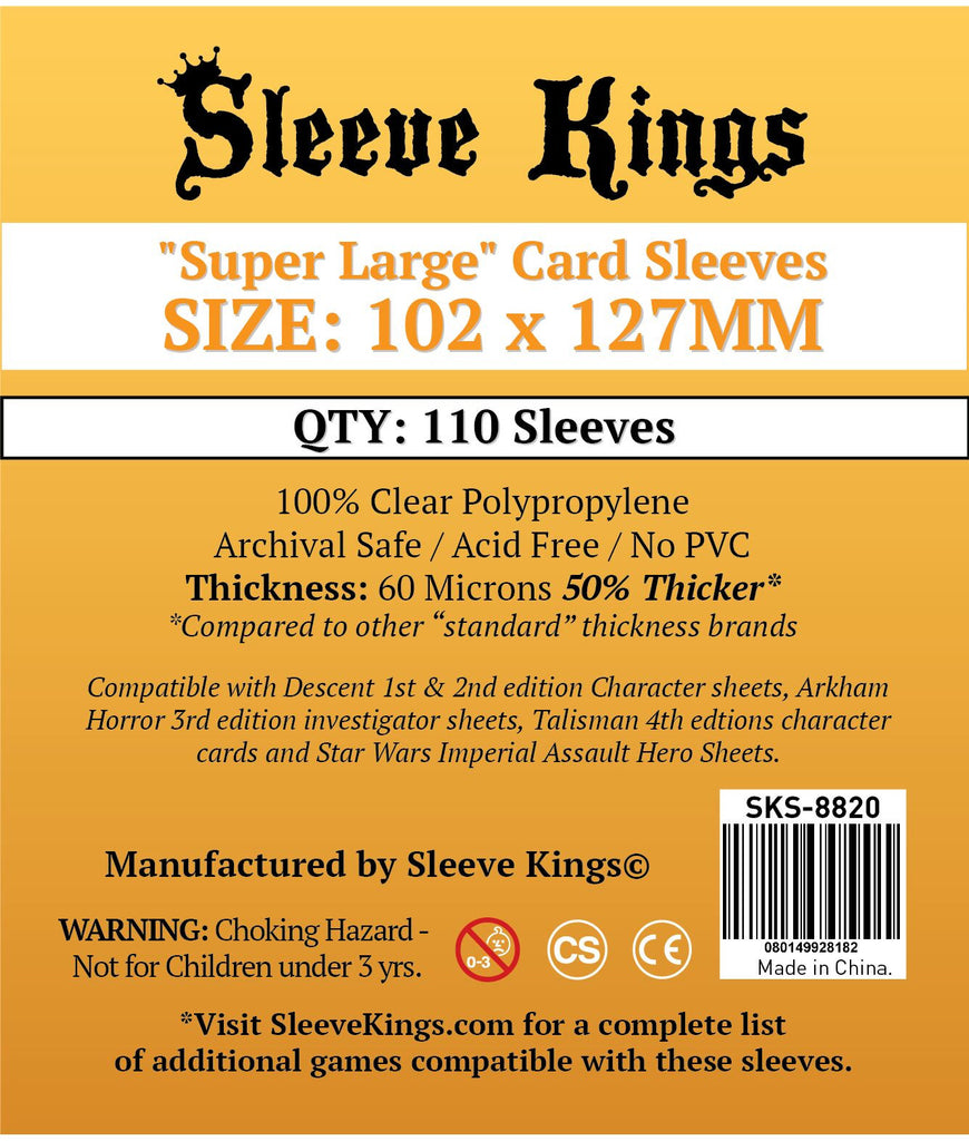 Sleeve Kings Board Game Sleeves Super Large (102mm x 127mm) (110 Sleeves Per Pack)