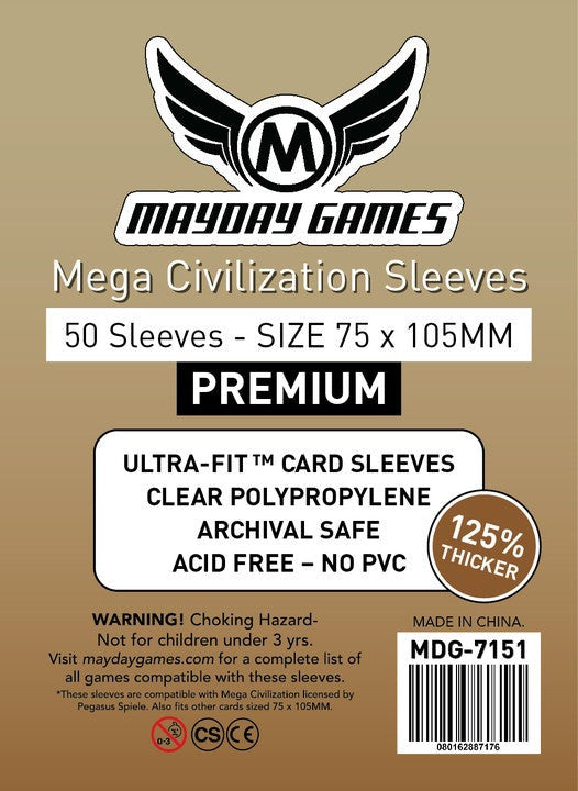 Mayday - Premium Mega Civilization Sleeves - 75 MM X 105 MM (50 Sleeves)