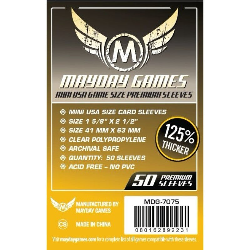 Mayday -  Premium Mini USA Sleeves (Pack of 50) - 41 MM X 63 MM (Dark Yellow)