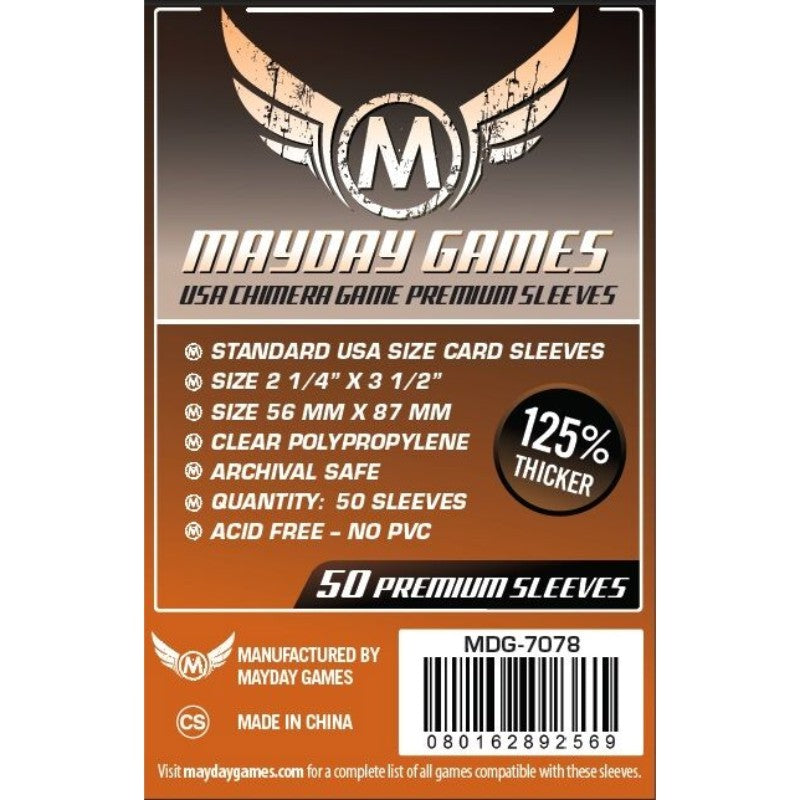 Mayday -  Premium USA Chimera Game Sleeves (Pack of 50) - 57.5 MM X 89 MM (Orange)