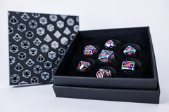 LPG Dice Set - Metal RPG Leadlight 4 Colour/Silver