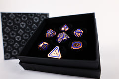 LPG Dice Set - Metal RPG Concentric Blue/Black/Brass