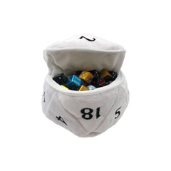 D20 Plush Dice Bag White